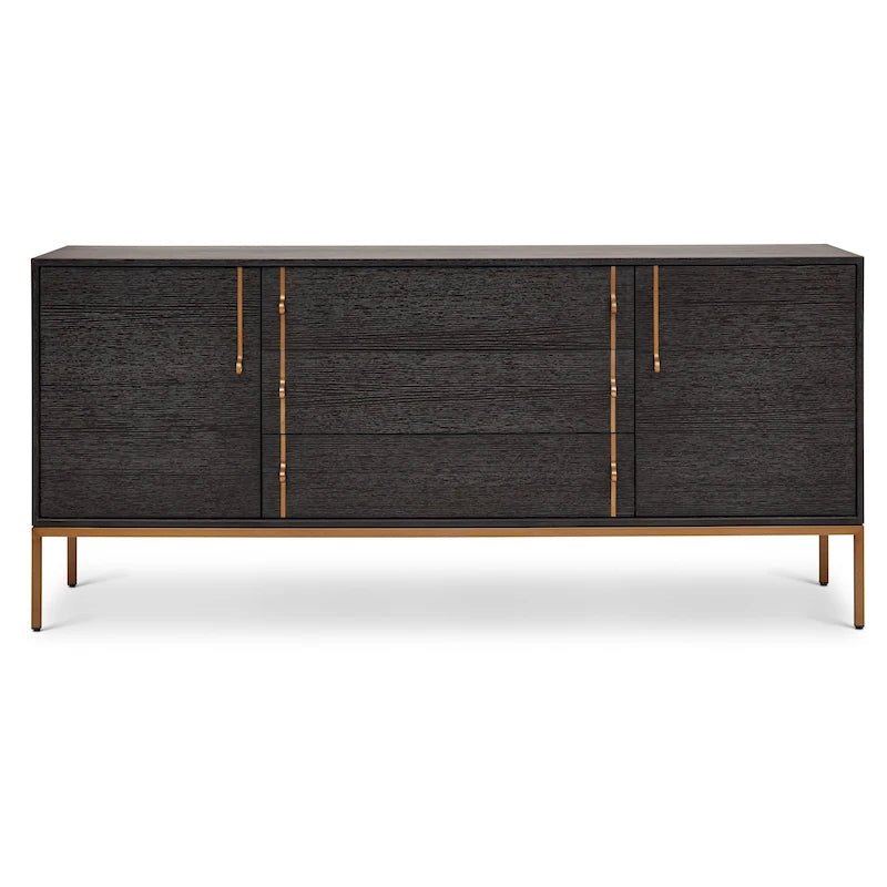 Modern Oak Veneer Buffet with Soft-Close Doors, 3 Drawers & Adjustable Shelves