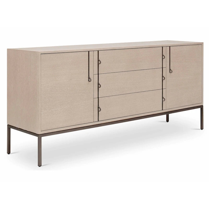 Modern Oak Veneer Buffet with Soft-Close Doors, 3 Drawers & Adjustable Shelves