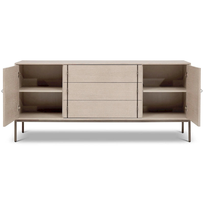 Modern Oak Veneer Buffet with Soft-Close Doors, 3 Drawers & Adjustable Shelves