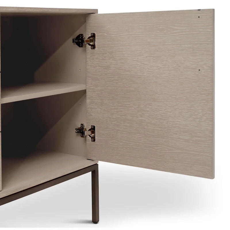 Modern Oak Veneer Buffet with Soft-Close Doors, 3 Drawers & Adjustable Shelves