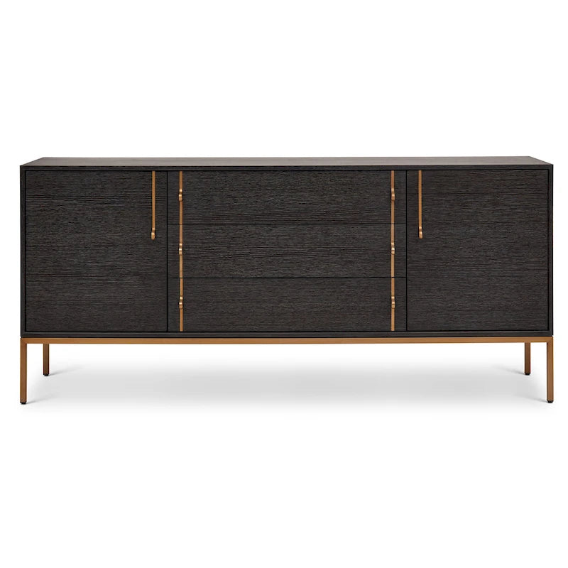 Modern Oak Veneer Buffet with Soft-Close Doors, 3 Drawers & Adjustable Shelves