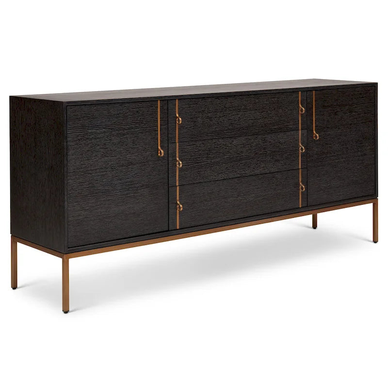 Modern Oak Veneer Buffet with Soft-Close Doors, 3 Drawers & Adjustable Shelves