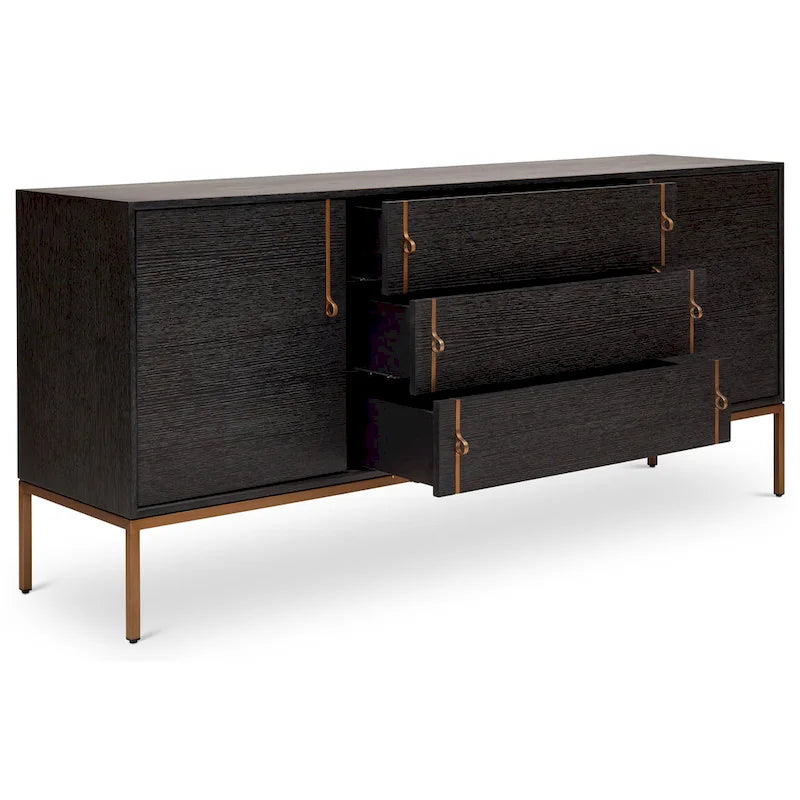 Modern Oak Veneer Buffet with Soft-Close Doors, 3 Drawers & Adjustable Shelves
