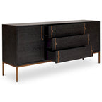 Modern Oak Veneer Buffet with Soft-Close Doors, 3 Drawers & Adjustable Shelves