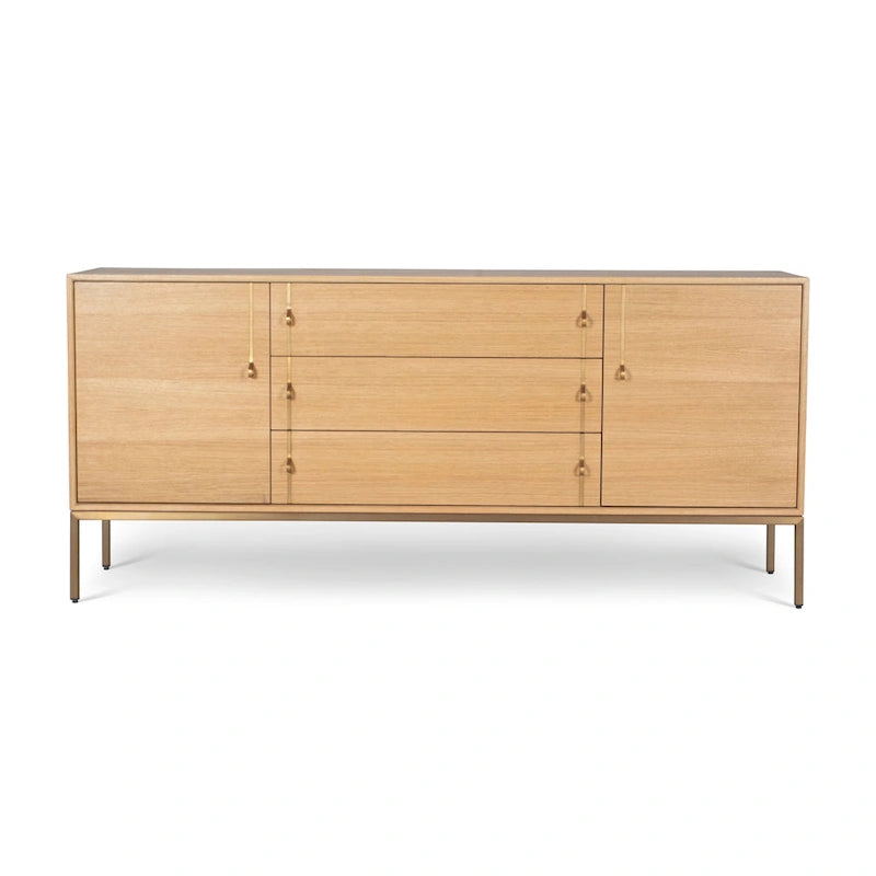 Modern Oak Veneer Buffet with Soft-Close Doors, 3 Drawers & Adjustable Shelves