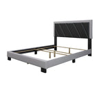 Diagonal Upholstered Black & Gray Bed Frame with Tufted Headboard