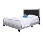 Diagonal Upholstered Black & Gray Bed Frame with Tufted Headboard