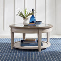 Round Ceiling Tile Cocktail Table in Antique White & Tobacco