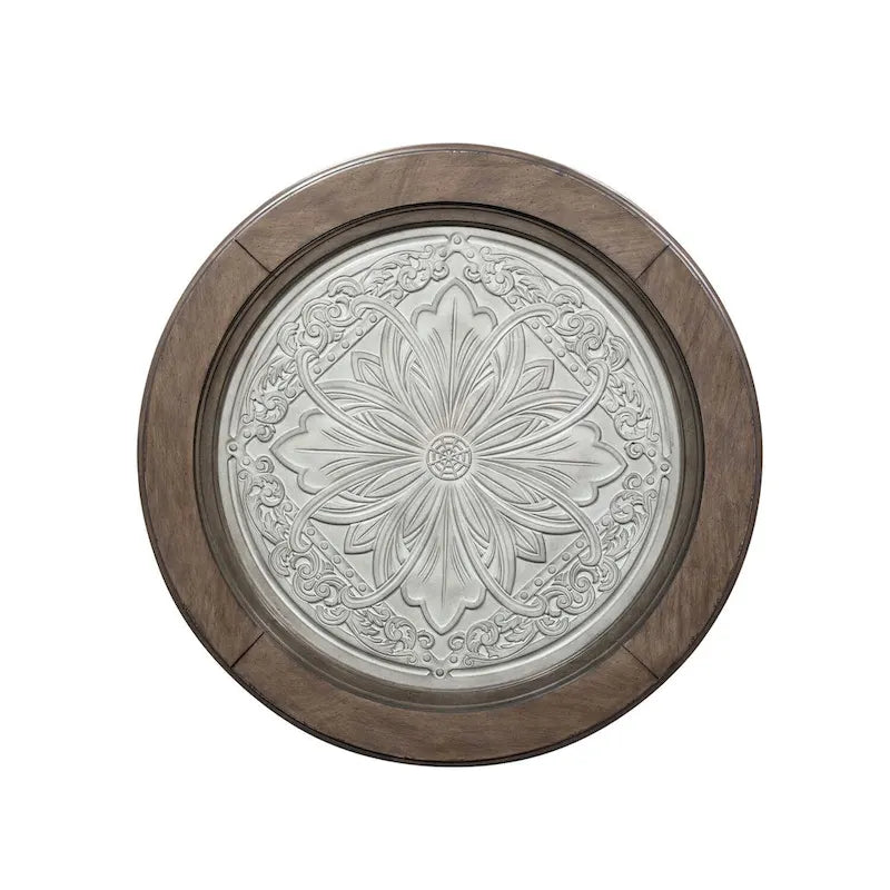 Round Ceiling Tile Cocktail Table in Antique White & Tobacco