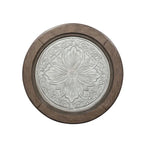 Round Ceiling Tile Cocktail Table in Antique White & Tobacco