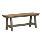 Gray and Sandstone Backless Dining Bench with Butterfly Leaf, Rubberwood