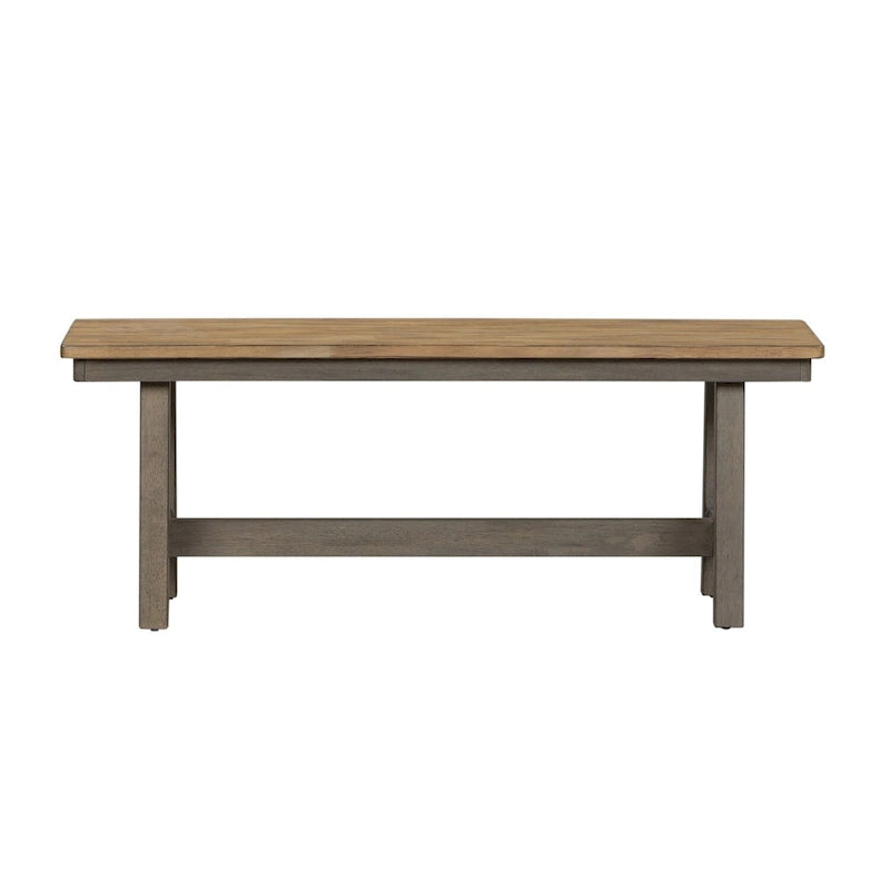Gray and Sandstone Backless Dining Bench with Butterfly Leaf, Rubberwood