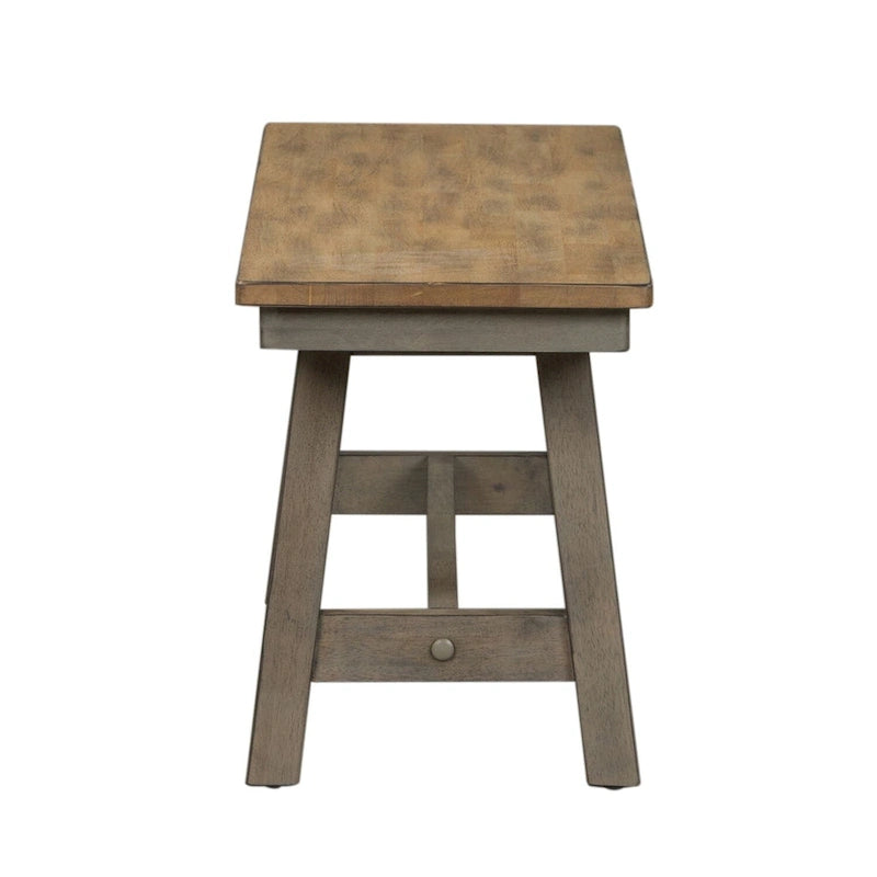 Gray and Sandstone Backless Dining Bench with Butterfly Leaf, Rubberwood