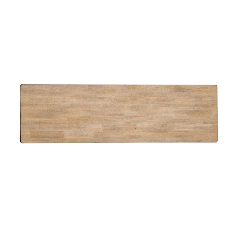 Gray and Sandstone Backless Dining Bench with Butterfly Leaf, Rubberwood