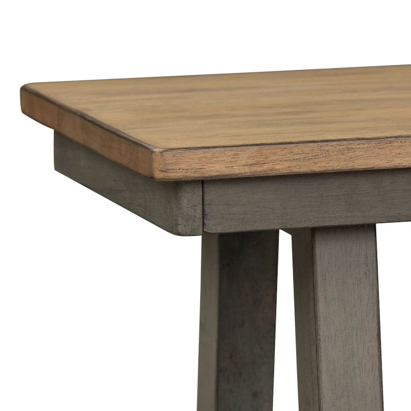 Gray and Sandstone Backless Dining Bench with Butterfly Leaf, Rubberwood