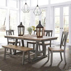 Gray and Sandstone Backless Dining Bench with Butterfly Leaf, Rubberwood