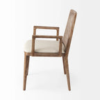 Cream Fabric & Cane Back Dining Chair with Solid Wood Frame