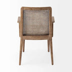 Cream Fabric & Cane Back Dining Chair with Solid Wood Frame