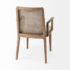 Cream Fabric & Cane Back Dining Chair with Solid Wood Frame