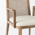 Cream Fabric & Cane Back Dining Chair with Solid Wood Frame