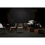 Cream Fabric & Cane Back Dining Chair with Solid Wood Frame