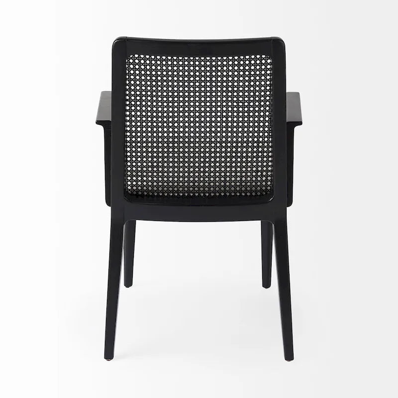 Cream Fabric & Cane Back Dining Chair with Solid Wood Frame