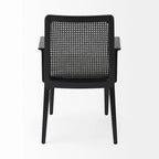 Cream Fabric & Cane Back Dining Chair with Solid Wood Frame