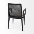 Cream Fabric & Cane Back Dining Chair with Solid Wood Frame