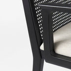 Cream Fabric & Cane Back Dining Chair with Solid Wood Frame