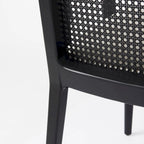 Cream Fabric & Cane Back Dining Chair with Solid Wood Frame