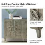 58" Contemporary Sideboard Buffet with Round Solid Wood Door Handles