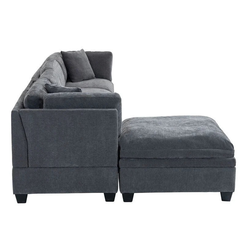 Modular Sofa with Removable Storage Ottoman, 2 Hidden Cup Holders