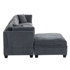 Modular Sofa with Removable Storage Ottoman, 2 Hidden Cup Holders