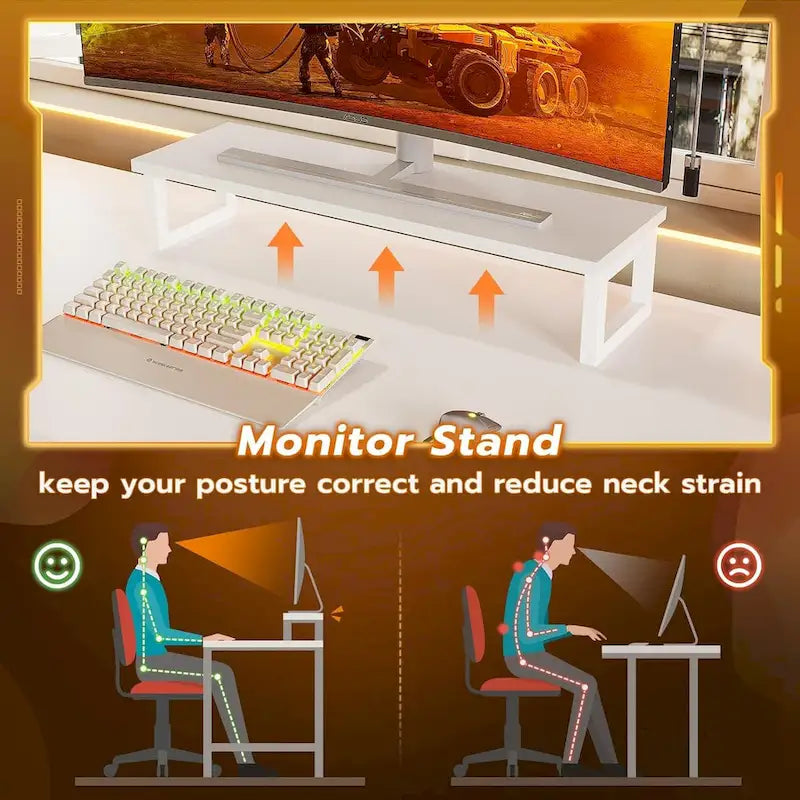 L-Shaped Gaming Desk with LED Lights, Pegboard, Drawers & Monitor Stand