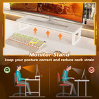 L-Shaped Gaming Desk with LED Lights, Pegboard, Drawers & Monitor Stand