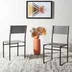 Modern Minimalist Dining Chair with Black Metal Base, Set of 2