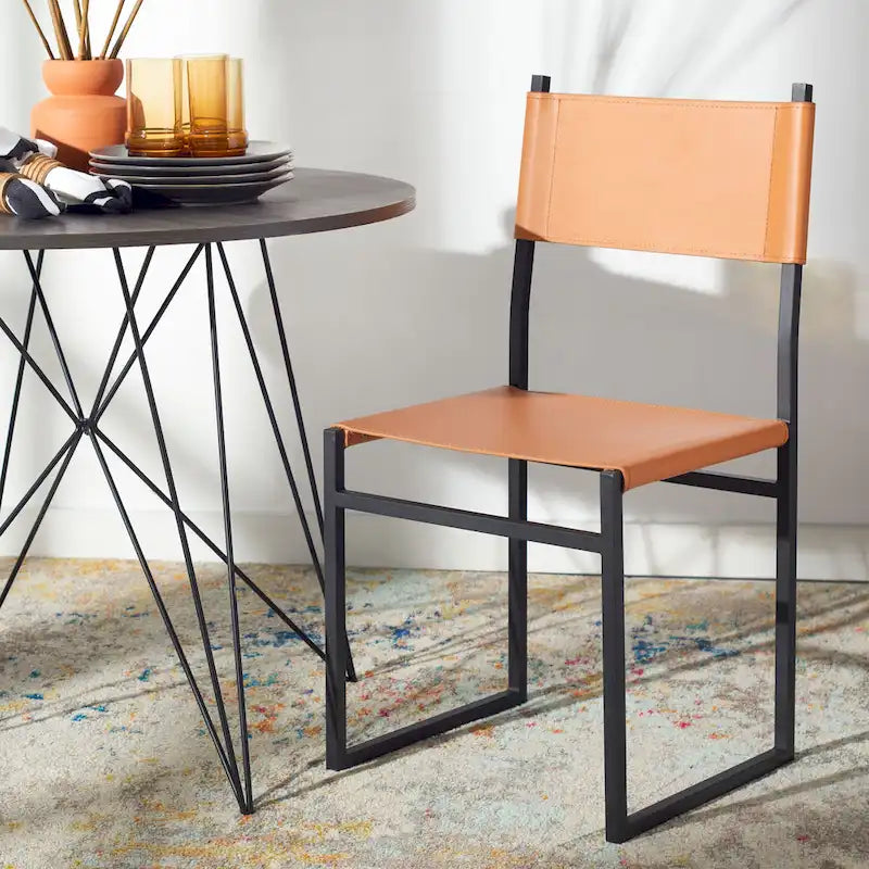 Modern Minimalist Dining Chair with Black Metal Base, Set of 2