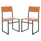 Modern Minimalist Dining Chair with Black Metal Base, Set of 2