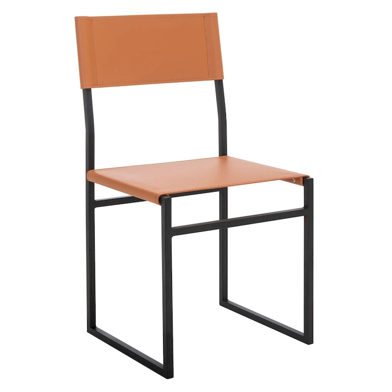 Modern Minimalist Dining Chair with Black Metal Base, Set of 2
