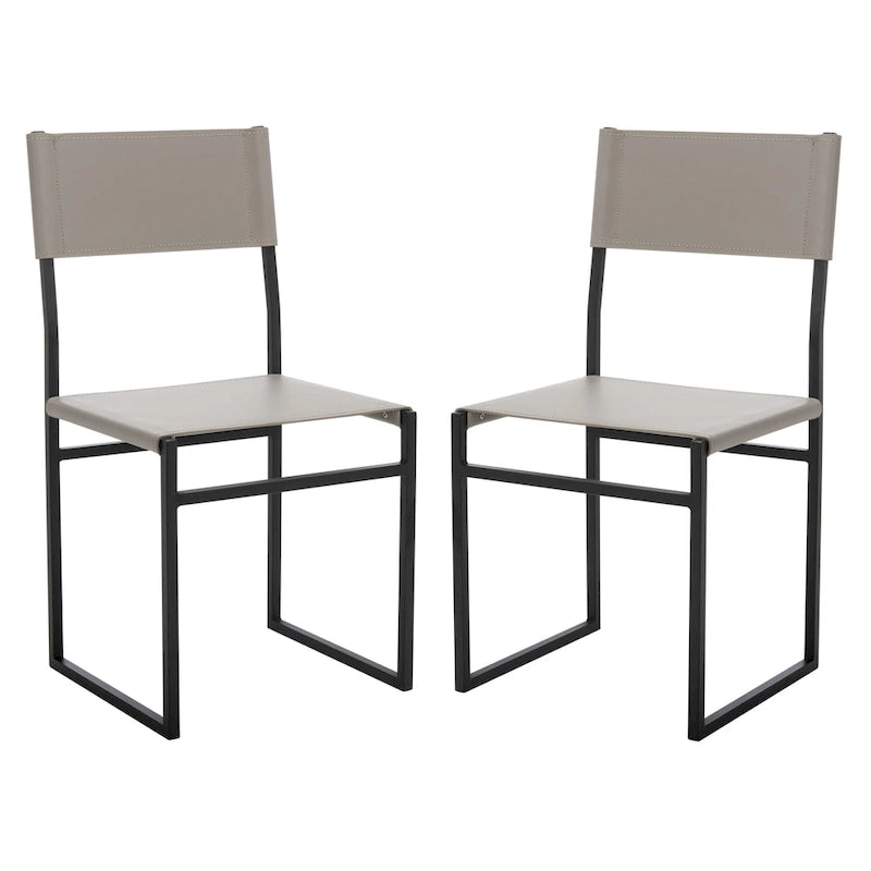 Modern Minimalist Dining Chair with Black Metal Base, Set of 2
