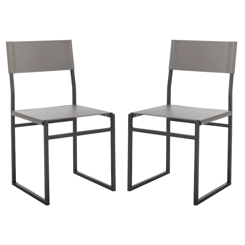 Modern Minimalist Dining Chair with Black Metal Base, Set of 2