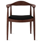 Solid Oak Wood Arm Chair with PU Leather Upholstery, Mid-Century Modern