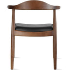 Solid Oak Wood Arm Chair with PU Leather Upholstery, Mid-Century Modern