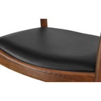 Solid Oak Wood Arm Chair with PU Leather Upholstery, Mid-Century Modern