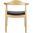 Solid Oak Wood Arm Chair with PU Leather Upholstery, Mid-Century Modern