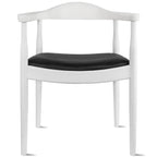 Solid Oak Wood Arm Chair with PU Leather Upholstery, Mid-Century Modern