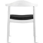 Solid Oak Wood Arm Chair with PU Leather Upholstery, Mid-Century Modern