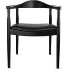Solid Oak Wood Arm Chair with PU Leather Upholstery, Mid-Century Modern