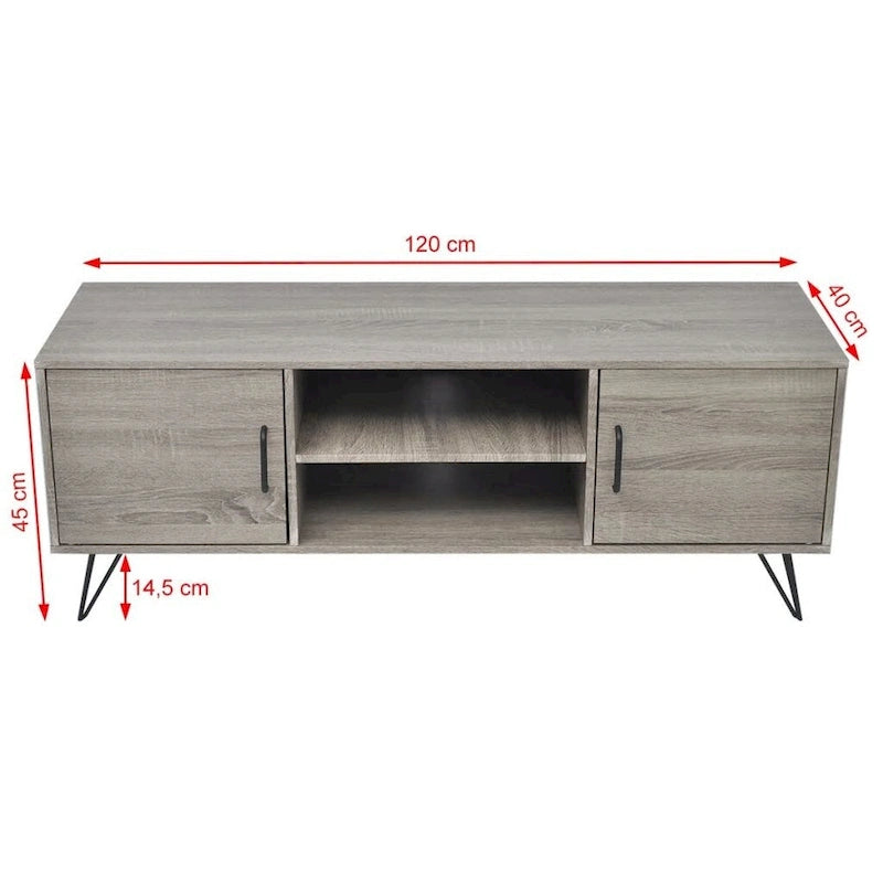 Modern Gray TV Stand with Storage, 47.2 x 15.7 x 17.7 Inch