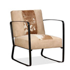 Genuine Leather Single Sofa Chair with Metal Frame | Living Room Accent
